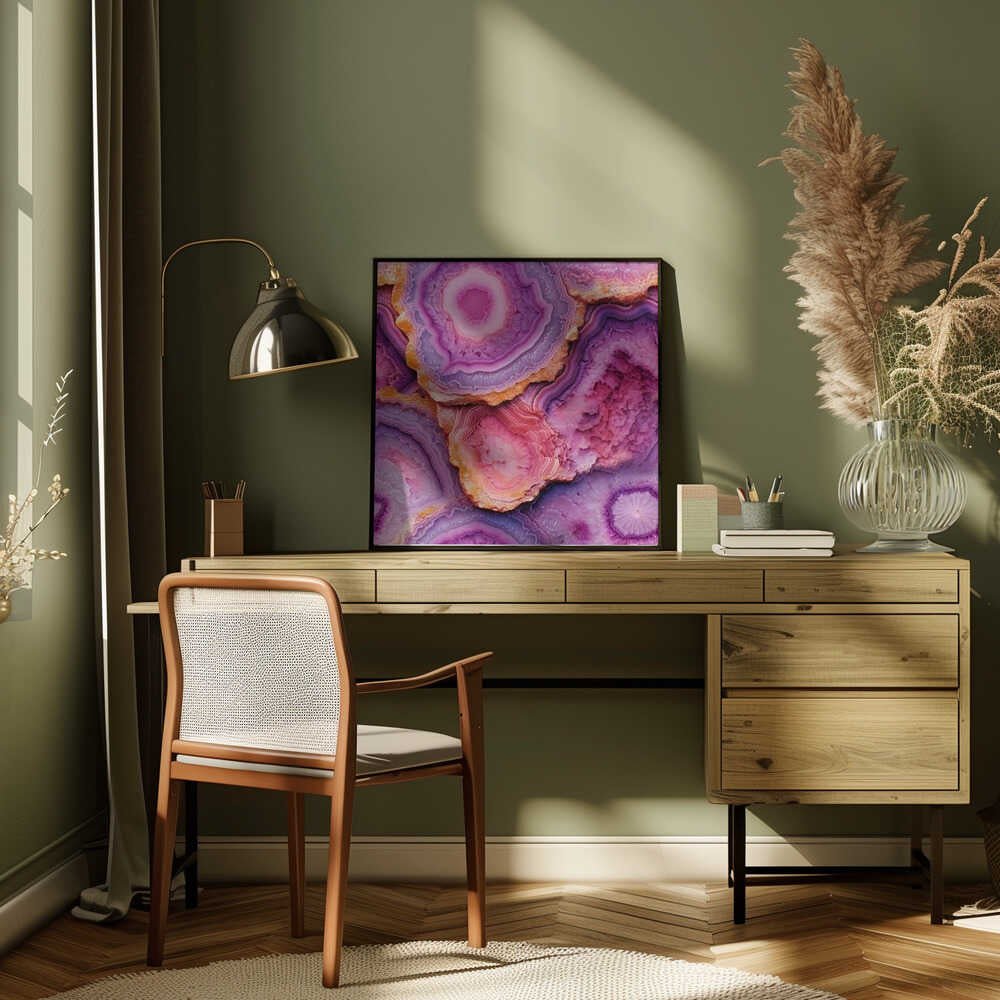 Pink Purple Agate - Square Stretched Canvas, Poster or Fine Art Print - I Heart Wall Art - Poster Print, Canvas Print or Framed Art Print