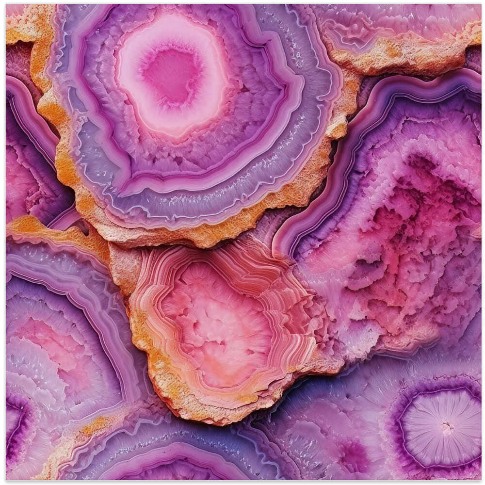 Pink Purple Agate - Square Stretched Canvas, Poster or Fine Art Print - I Heart Wall Art - Poster Print, Canvas Print or Framed Art Print