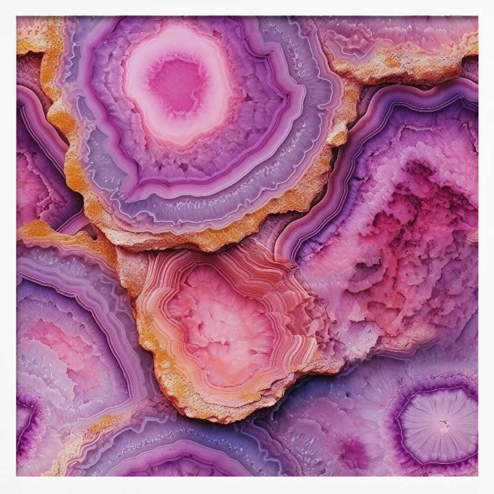 Pink Purple Agate - Square Stretched Canvas, Poster or Fine Art Print - I Heart Wall Art - Poster Print, Canvas Print or Framed Art Print