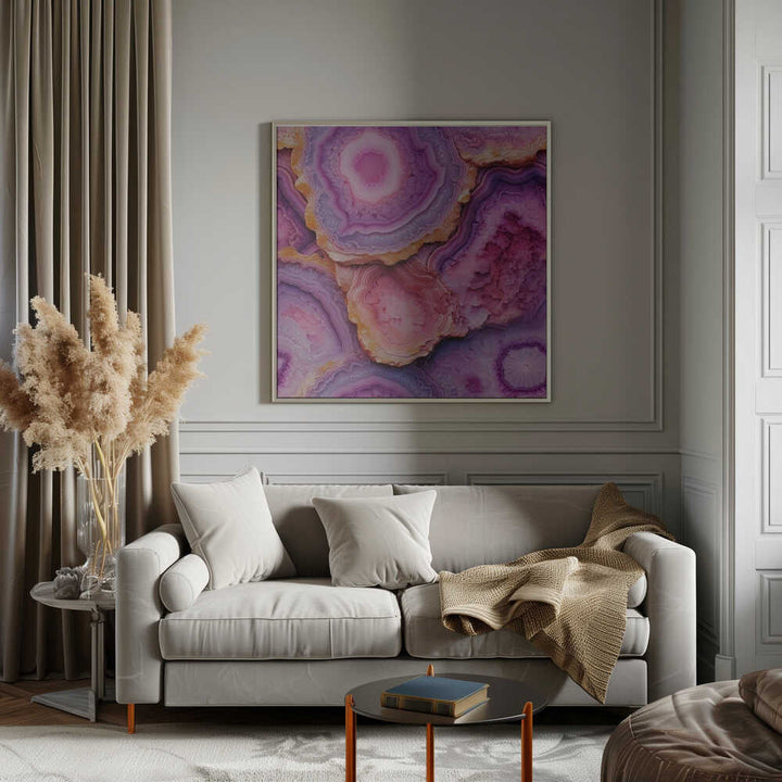 Pink Purple Agate - Square Stretched Canvas, Poster or Fine Art Print - I Heart Wall Art - Poster Print, Canvas Print or Framed Art Print