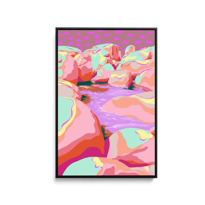 Pink Rocks By Unratio - Stretched Canvas Print or Framed Fine Art Print - Artwork I Heart Wall Art Australia 
