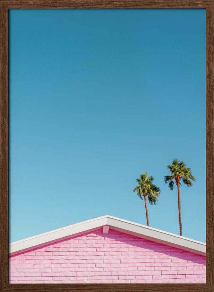 Pink Roofline with Palm Trees - Stretched Canvas, Poster or Fine Art Print - I Heart Wall Art - Poster Print, Canvas Print or Framed Art Print