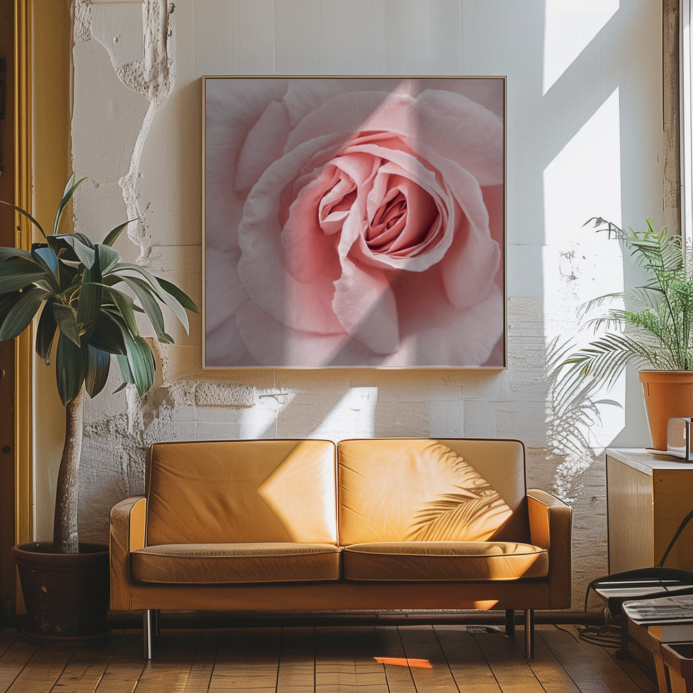 Pink Rose - Square Stretched Canvas, Poster or Fine Art Print I Heart Wall Art
