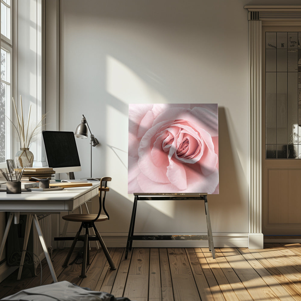 Pink Rose - Square Stretched Canvas, Poster or Fine Art Print I Heart Wall Art