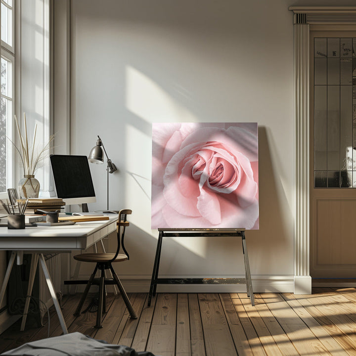 Pink Rose - Square Stretched Canvas, Poster or Fine Art Print I Heart Wall Art