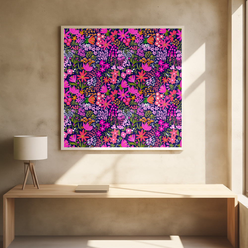 Pink Showers - Square Stretched Canvas, Poster or Fine Art Print I Heart Wall Art