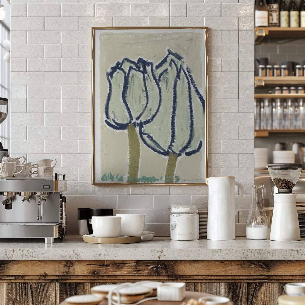 Pink Tulips Earthy - Stretched Canvas, Poster or Fine Art Print I Heart Wall Art