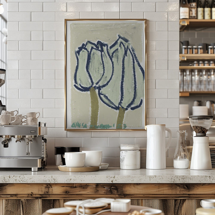 Pink Tulips Earthy - Stretched Canvas, Poster or Fine Art Print I Heart Wall Art