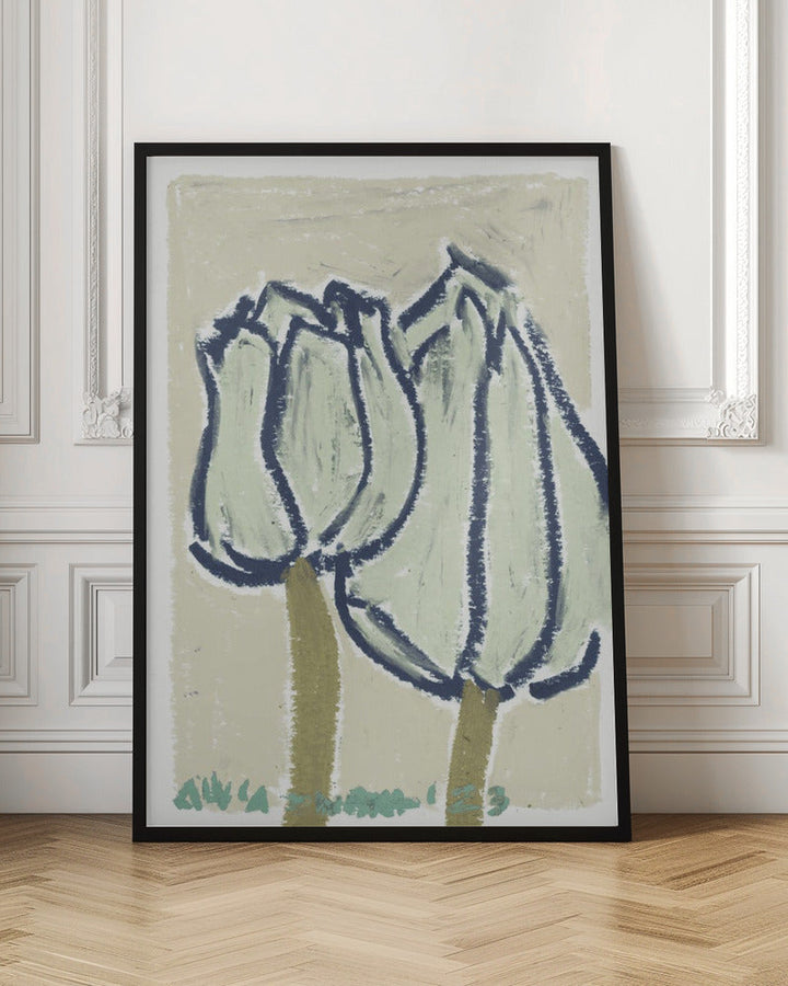 Pink Tulips Earthy - Stretched Canvas, Poster or Fine Art Print I Heart Wall Art