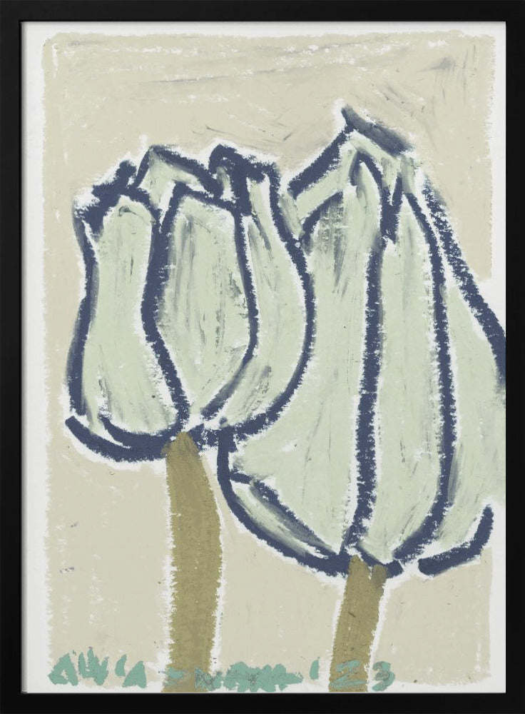 Pink Tulips Earthy - Stretched Canvas, Poster or Fine Art Print I Heart Wall Art