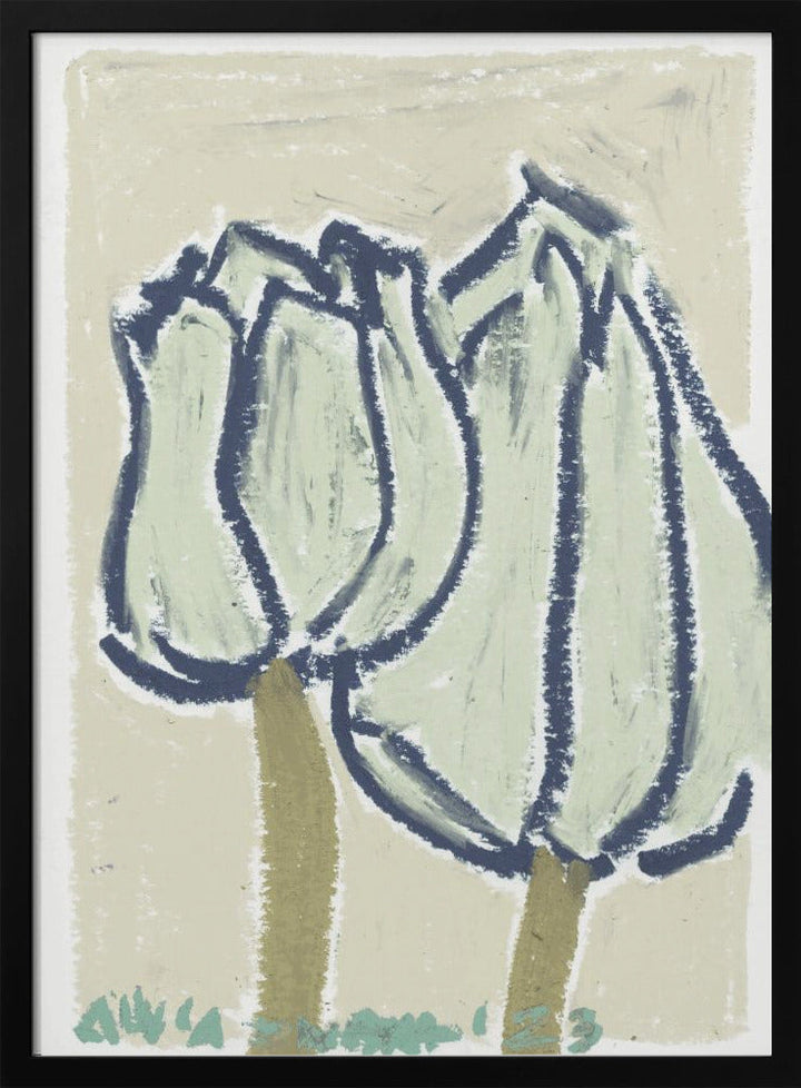 Pink Tulips Earthy - Stretched Canvas, Poster or Fine Art Print I Heart Wall Art
