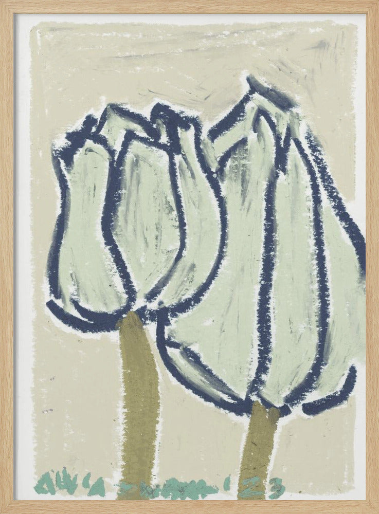 Pink Tulips Earthy - Stretched Canvas, Poster or Fine Art Print I Heart Wall Art