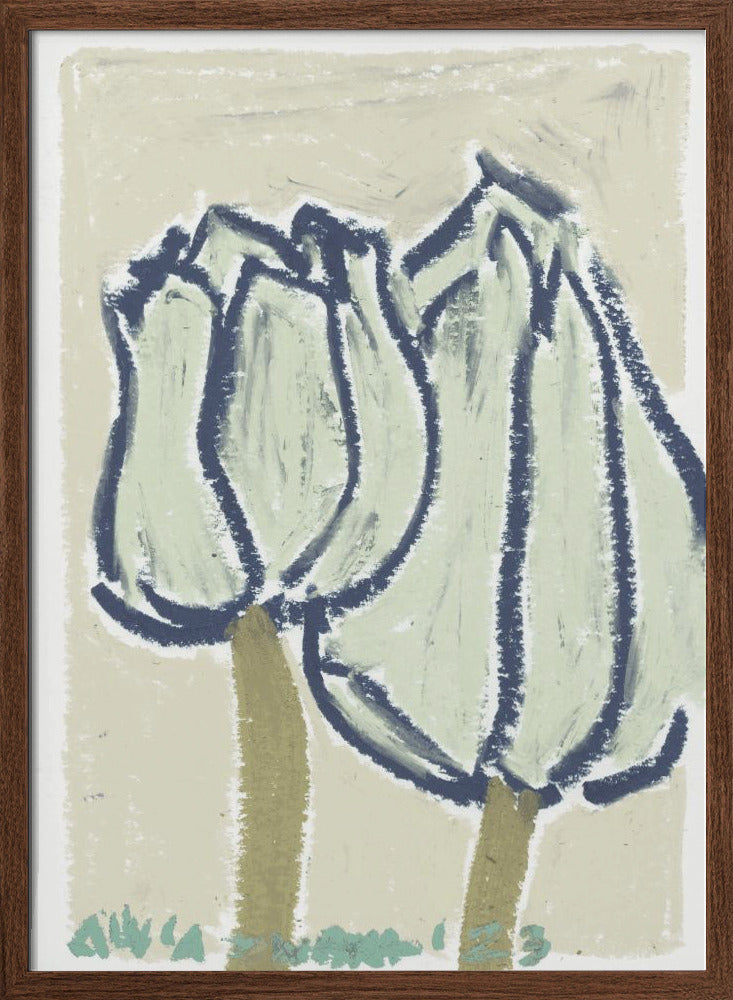 Pink Tulips Earthy - Stretched Canvas, Poster or Fine Art Print I Heart Wall Art