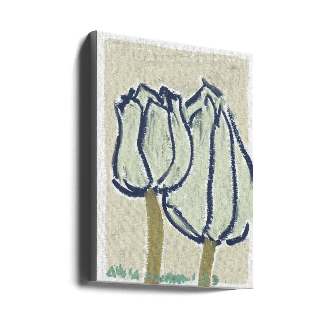 Pink Tulips Earthy - Stretched Canvas, Poster or Fine Art Print I Heart Wall Art