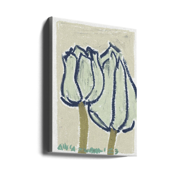 Pink Tulips Earthy - Stretched Canvas, Poster or Fine Art Print I Heart Wall Art