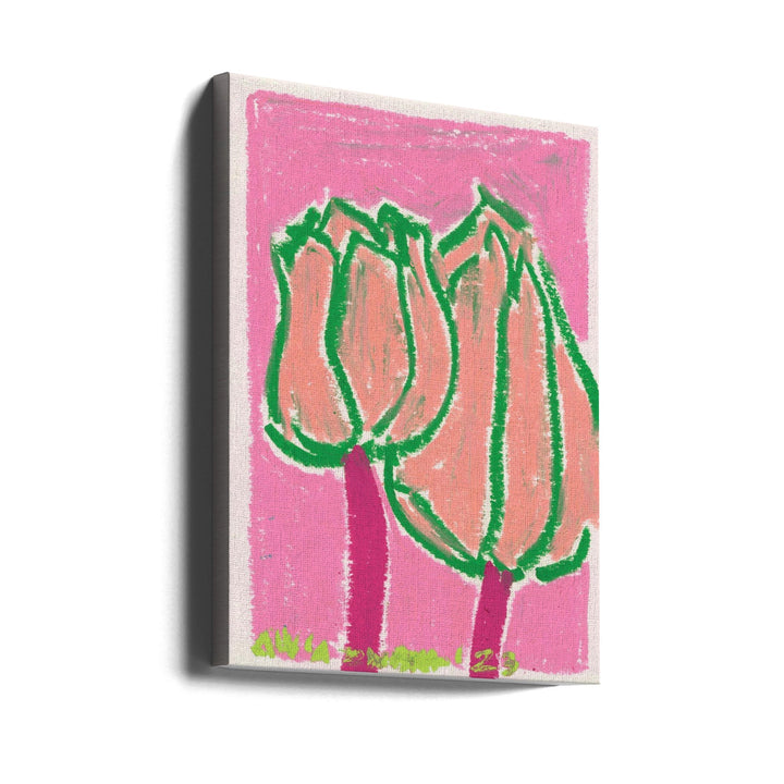 Pink Tulips - Stretched Canvas, Poster or Fine Art Print I Heart Wall Art