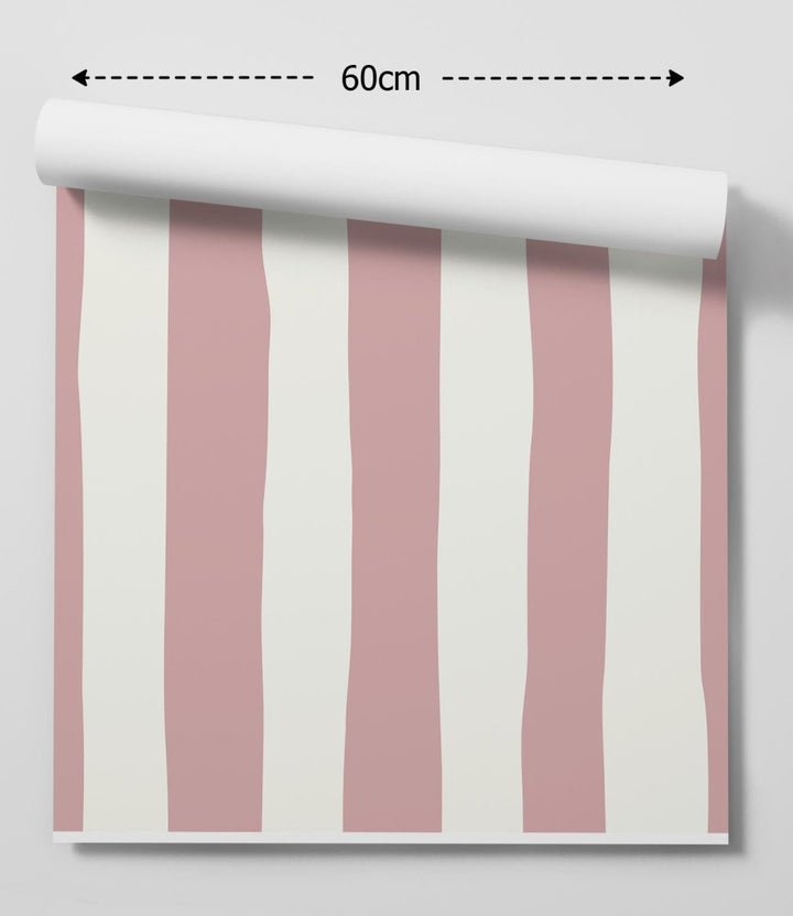 Pink Wavy Stripe Wallpaper - Quality Peel and Stick Adhesive Wallpaper - I Heart Wall Art - Poster Print, Canvas Print or Framed Art Print