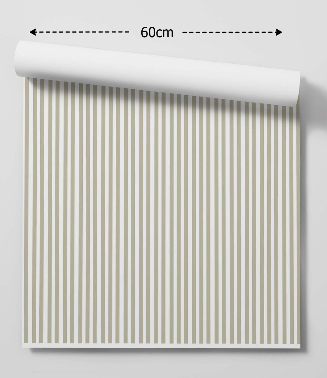 Pistachio Pinstripe - Thin Stripe Beige/Green and White Wallpaper
