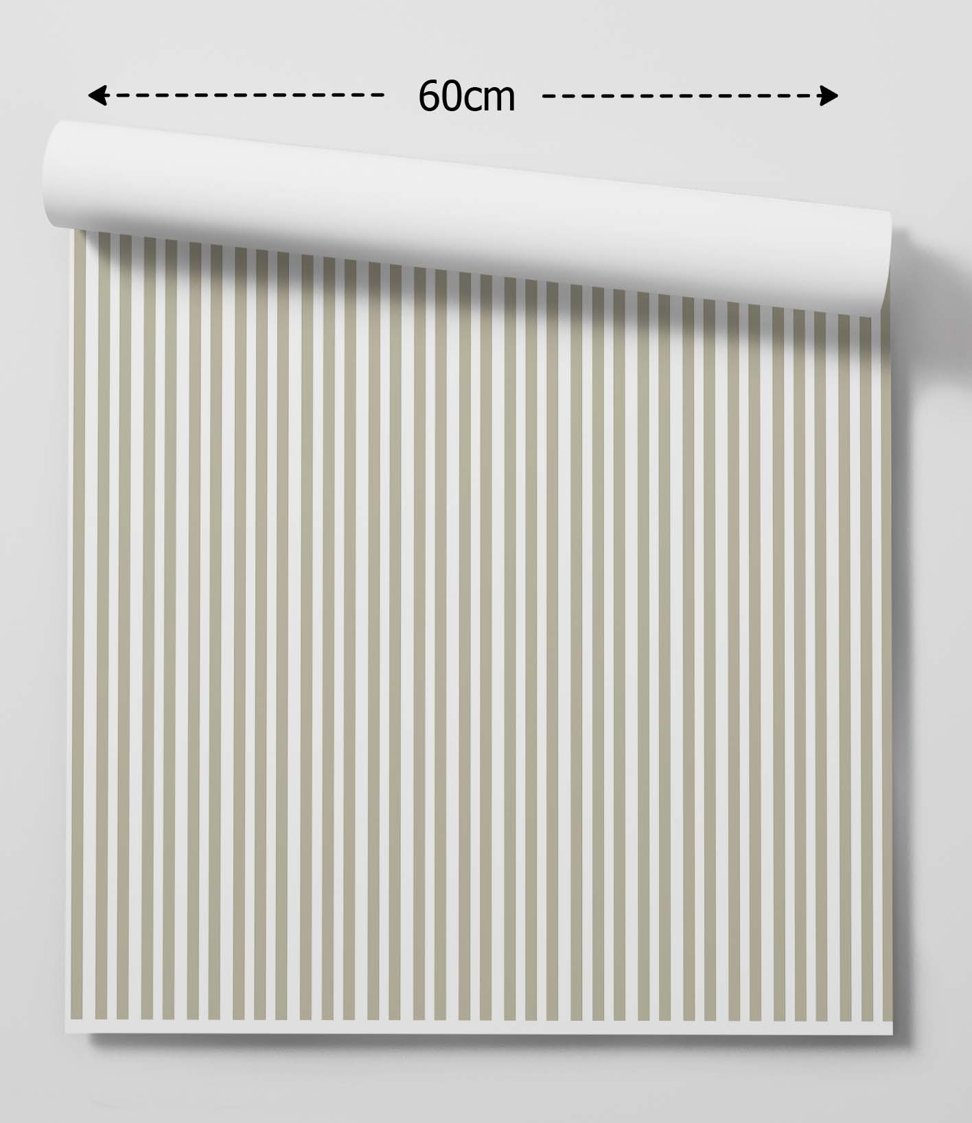 Pistachio Pinstripe - Thin Stripe Beige/Green and White Wallpaper