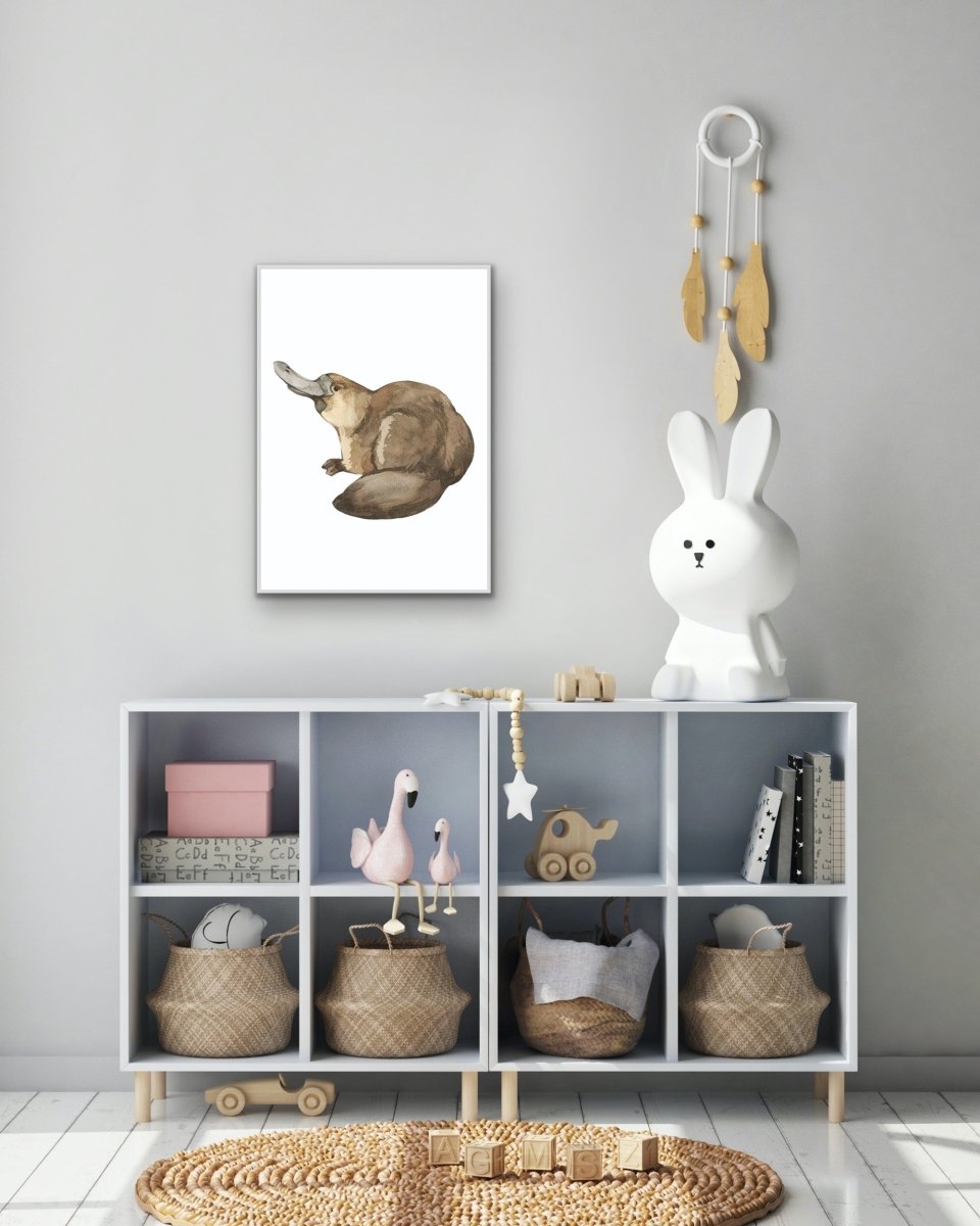 Platypus Nursery Sketch - Australian Native Animal Stretched Canvas or Wall Art Print - I Heart Wall Art - Poster Print, Canvas Print or Framed Art Print