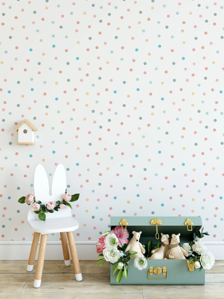 Polka Dot Walls - Colourful Spot Kids Peel and Stick Removable Wallpaper - I Heart Wall Art - Poster Print, Canvas Print or Framed Art Print