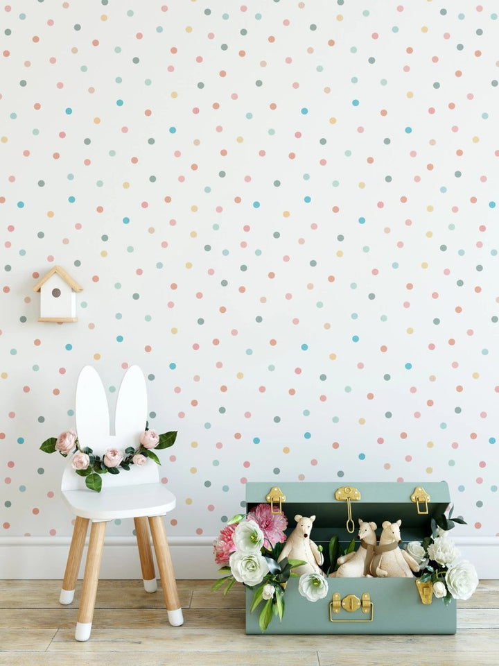 Polka Dot Walls - Colourful Spot Kids Peel and Stick Removable Wallpaper - I Heart Wall Art - Poster Print, Canvas Print or Framed Art Print