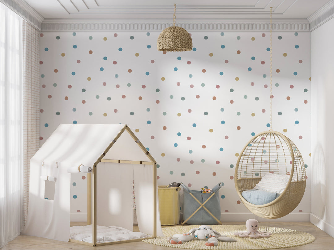 Polka Dot Walls - Colourful Spot Kids Peel and Stick Removable Wallpaper
