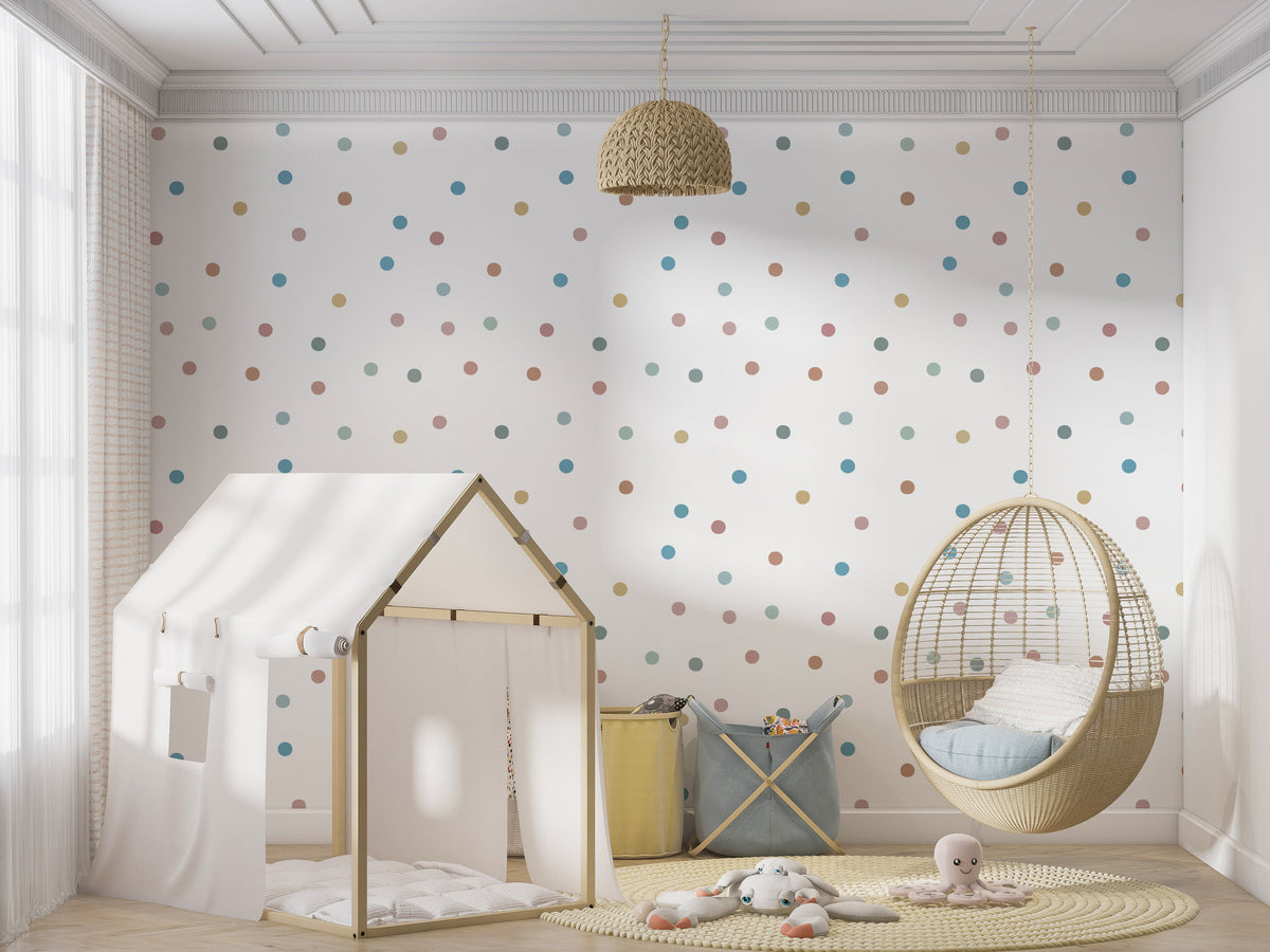 Polka Dot Walls - Colourful Spot Kids Peel and Stick Removable Wallpaper