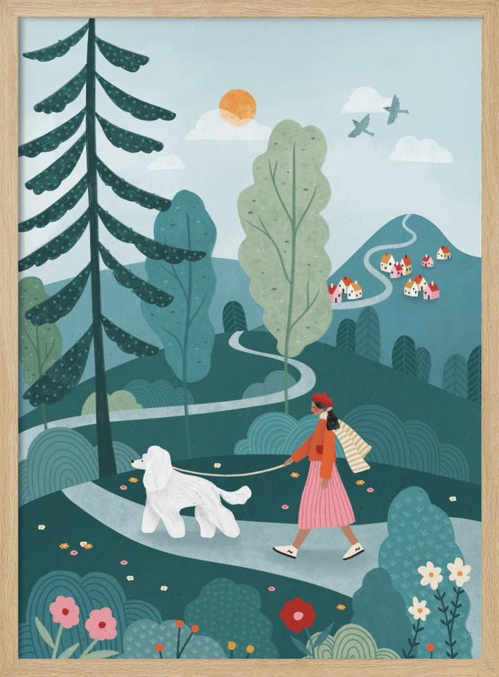 Poodle Walk - Stretched Canvas, Poster or Fine Art Print I Heart Wall Art