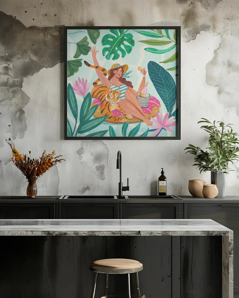 Pool Party - Square Stretched Canvas, Poster or Fine Art Print I Heart Wall Art