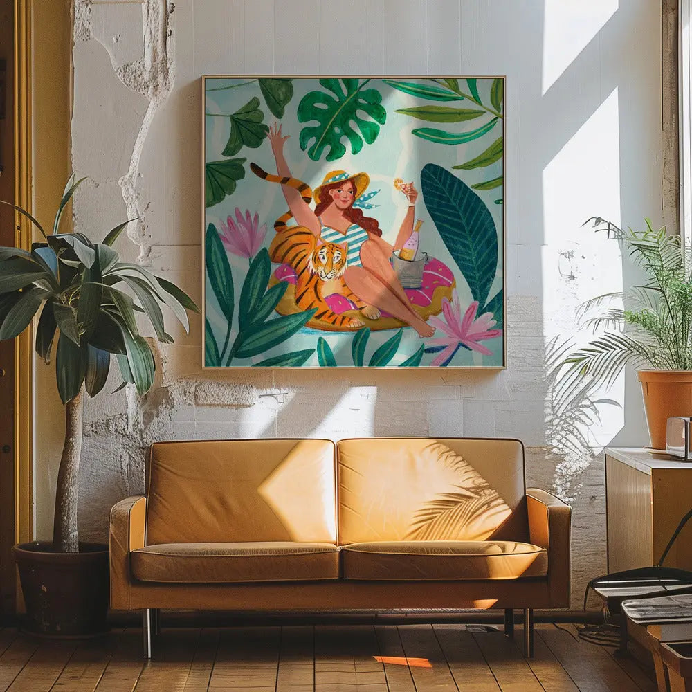 Pool Party - Square Stretched Canvas, Poster or Fine Art Print I Heart Wall Art