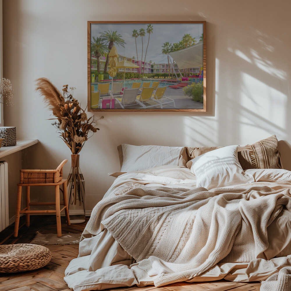 Poolside at the Saguaro Hotel - Palm Springs - Stretched Canvas, Poster or Fine Art Print - I Heart Wall Art - Poster Print, Canvas Print or Framed Art Print