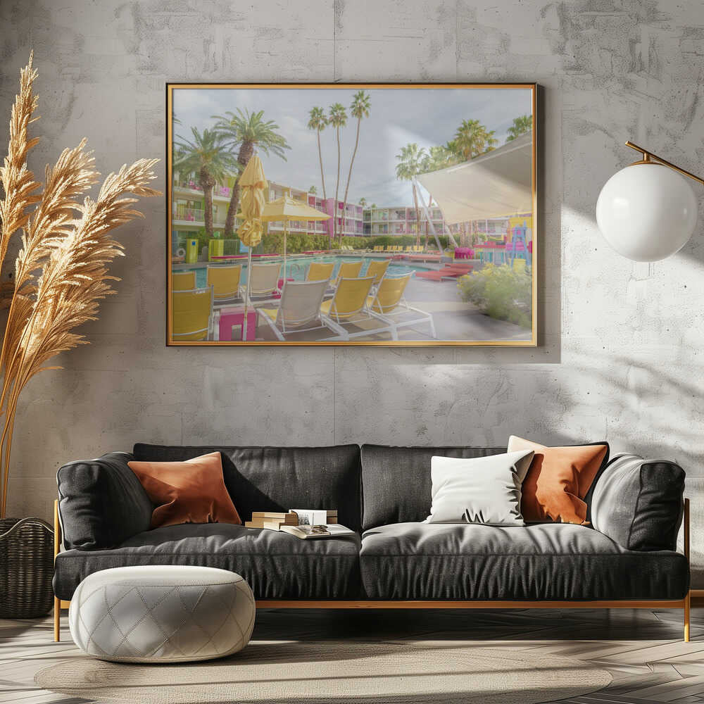 Poolside at the Saguaro Hotel - Palm Springs - Stretched Canvas, Poster or Fine Art Print - I Heart Wall Art - Poster Print, Canvas Print or Framed Art Print