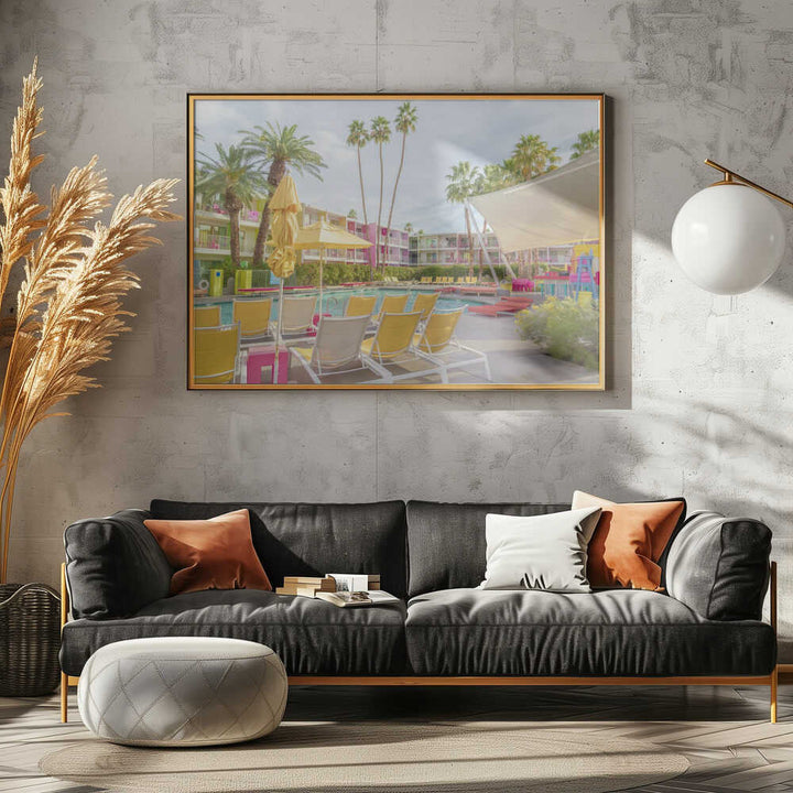 Poolside at the Saguaro Hotel - Palm Springs - Stretched Canvas, Poster or Fine Art Print - I Heart Wall Art - Poster Print, Canvas Print or Framed Art Print