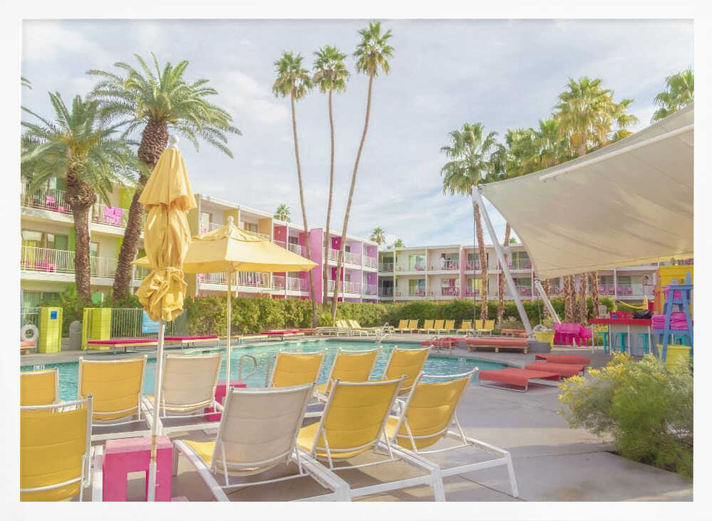 Poolside at the Saguaro Hotel - Palm Springs - Stretched Canvas, Poster or Fine Art Print - I Heart Wall Art - Poster Print, Canvas Print or Framed Art Print