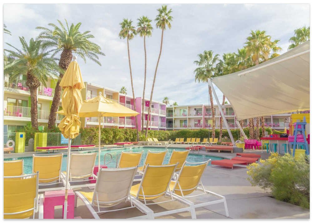 Poolside at the Saguaro Hotel - Palm Springs - Stretched Canvas, Poster or Fine Art Print - I Heart Wall Art - Poster Print, Canvas Print or Framed Art Print