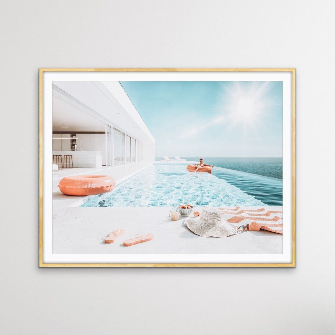 Poolside - Print of Woman In Pool In Luxury Home Photographic Print - I Heart Wall Art