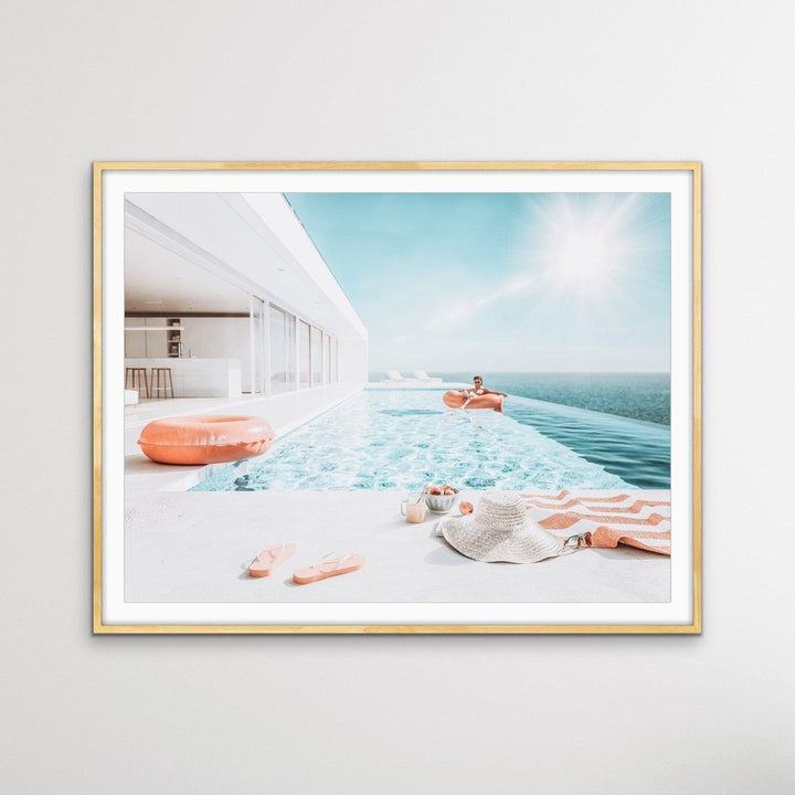 Poolside - Print of Woman In Pool In Luxury Home Photographic Print - I Heart Wall Art