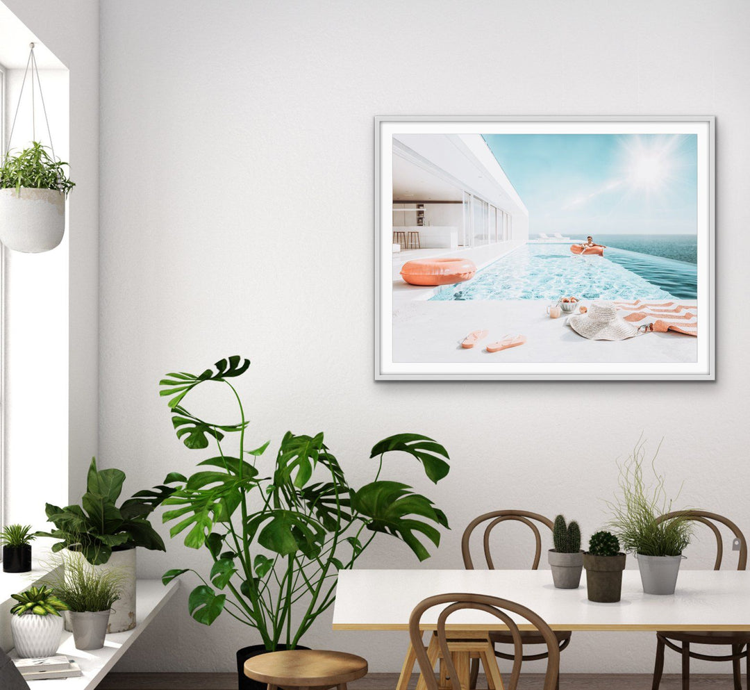 Poolside - Print of Woman In Pool In Luxury Home Photographic Print - I Heart Wall Art