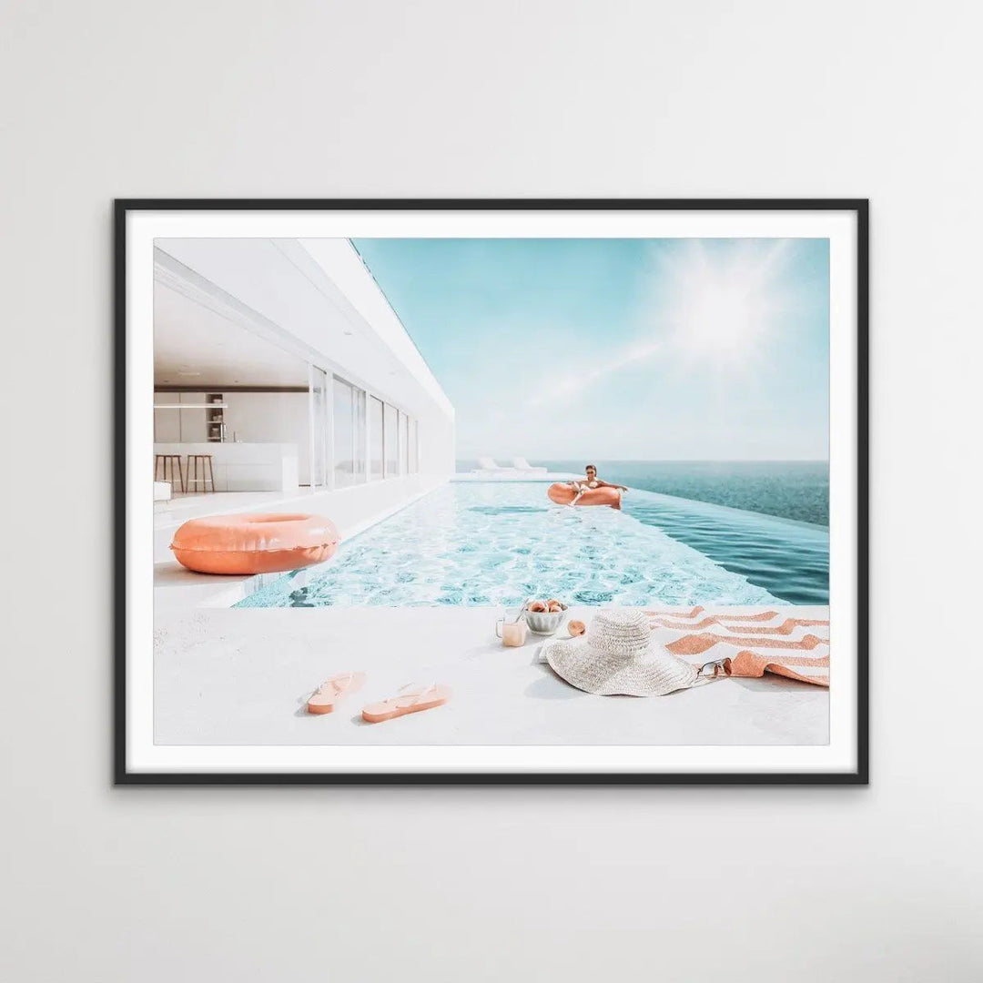 Poolside - Print of Woman In Pool In Luxury Home Photographic Print - I Heart Wall Art