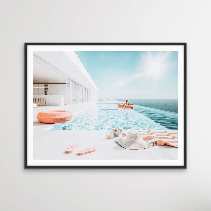 Poolside - Print of Woman In Pool In Luxury Home Photographic Print - I Heart Wall Art