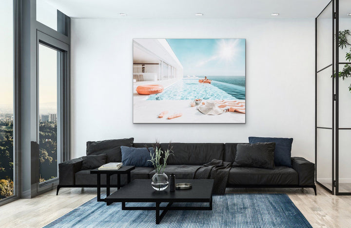 Poolside - Print of Woman In Pool In Luxury Home Photographic Print - I Heart Wall Art