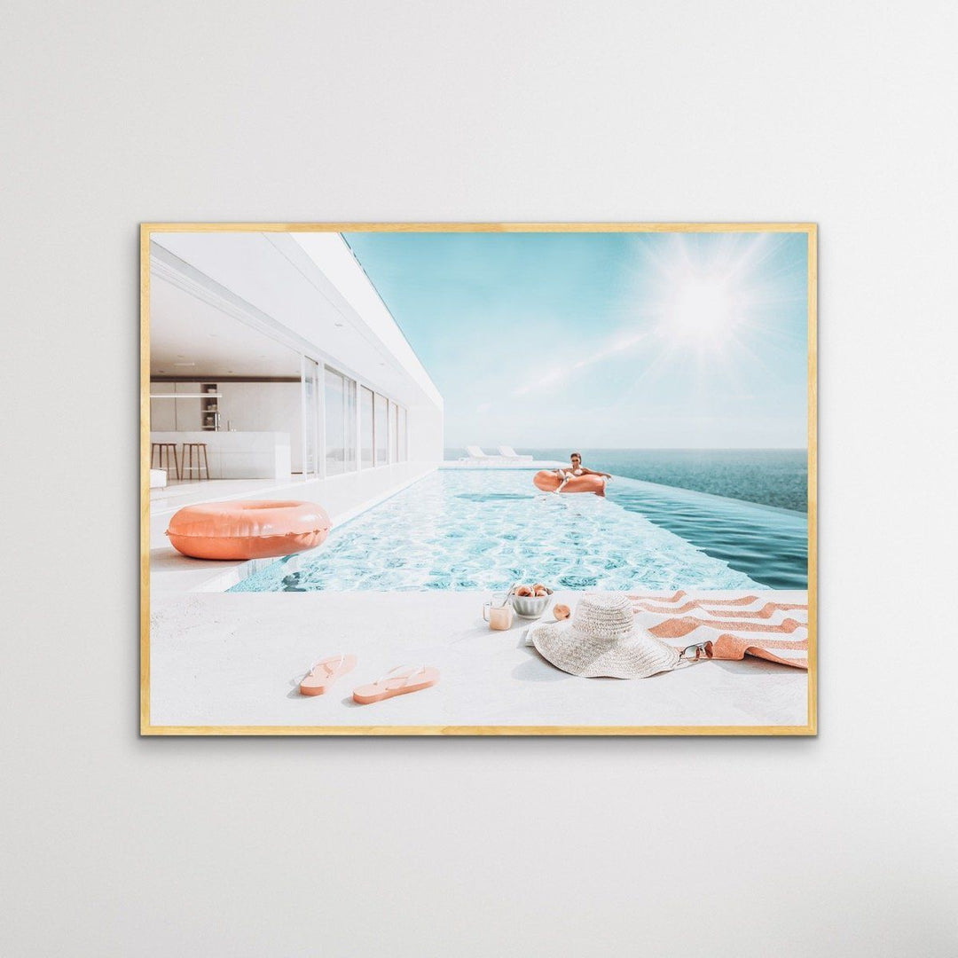 Poolside - Print of Woman In Pool In Luxury Home Photographic Print - I Heart Wall Art