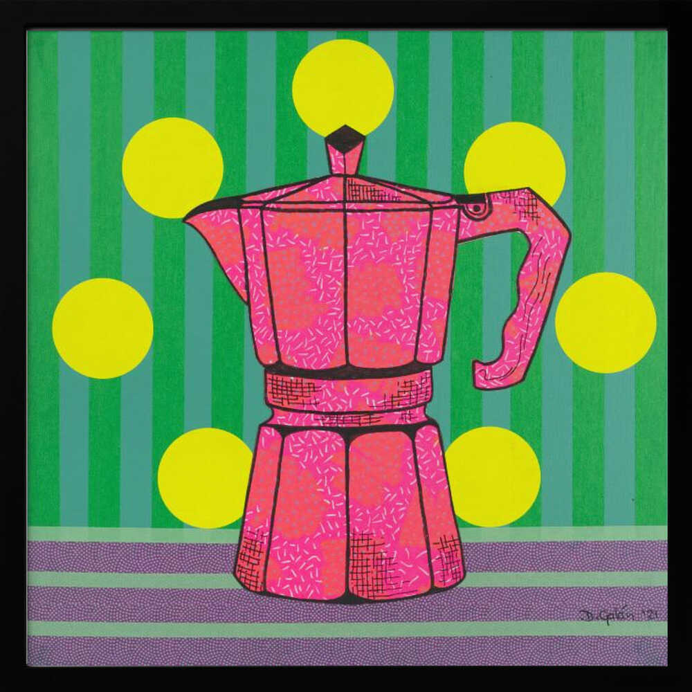 Pop Art Moka Pot - Square Stretched Canvas, Poster or Fine Art Print - I Heart Wall Art - Poster Print, Canvas Print or Framed Art Print