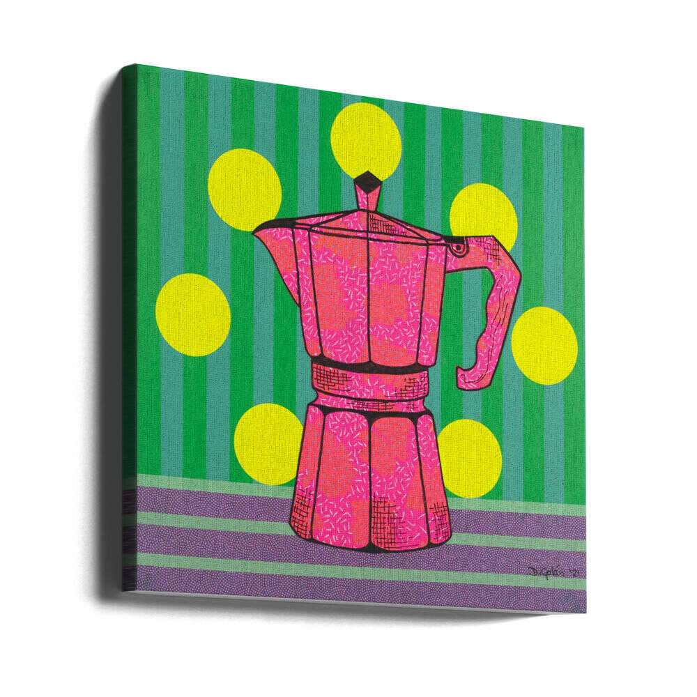 Pop Art Moka Pot - Square Stretched Canvas, Poster or Fine Art Print - I Heart Wall Art - Poster Print, Canvas Print or Framed Art Print