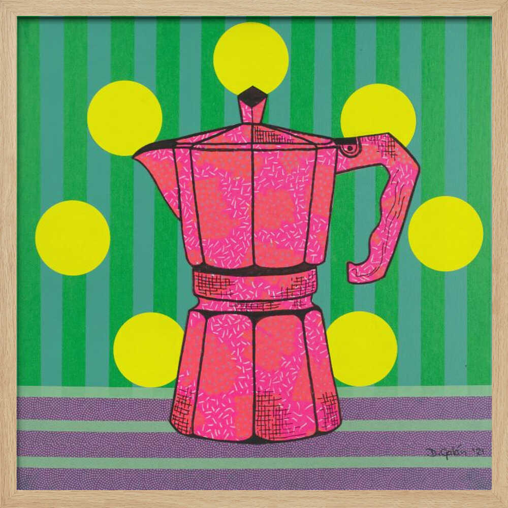 Pop Art Moka Pot - Square Stretched Canvas, Poster or Fine Art Print - I Heart Wall Art - Poster Print, Canvas Print or Framed Art Print
