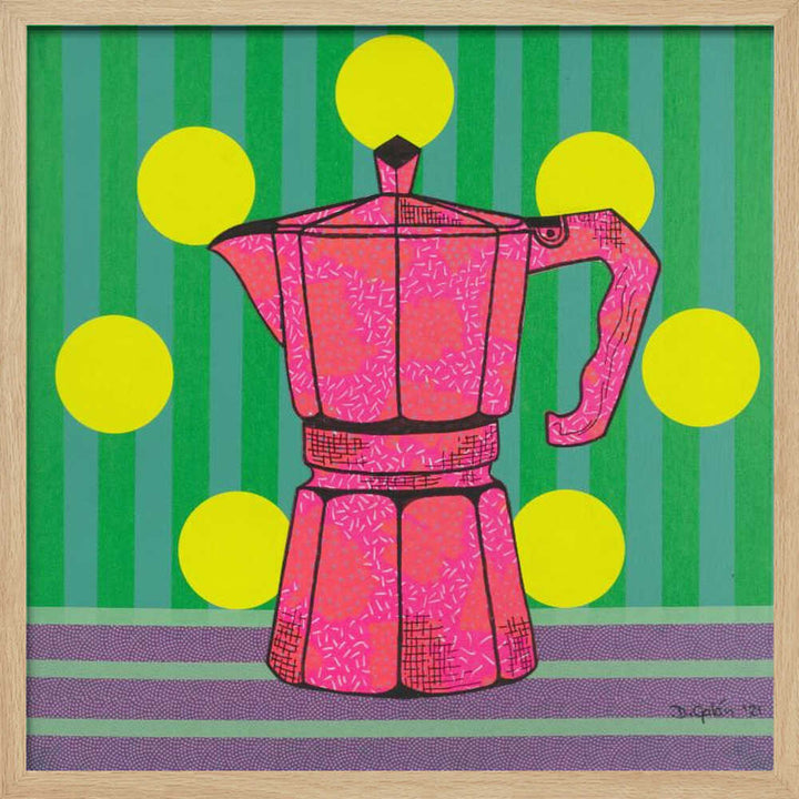 Pop Art Moka Pot - Square Stretched Canvas, Poster or Fine Art Print - I Heart Wall Art - Poster Print, Canvas Print or Framed Art Print