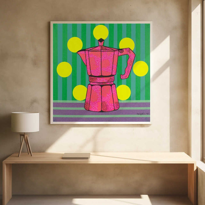 Pop Art Moka Pot - Square Stretched Canvas, Poster or Fine Art Print - I Heart Wall Art - Poster Print, Canvas Print or Framed Art Print