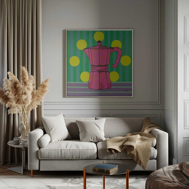 Pop Art Moka Pot - Square Stretched Canvas, Poster or Fine Art Print - I Heart Wall Art - Poster Print, Canvas Print or Framed Art Print