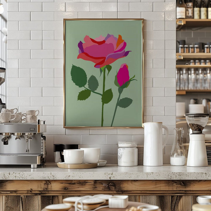 Popart Rose I - Stretched Canvas, Poster or Fine Art Print - I Heart Wall Art - Poster Print, Canvas Print or Framed Art Print